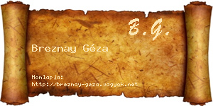 Breznay Géza névjegykártya